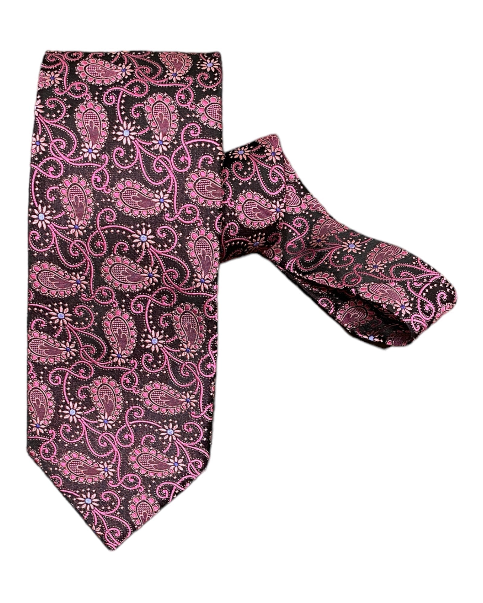 Paisley Seven-Fold woven Silk Ties 3 TIESDark Pink