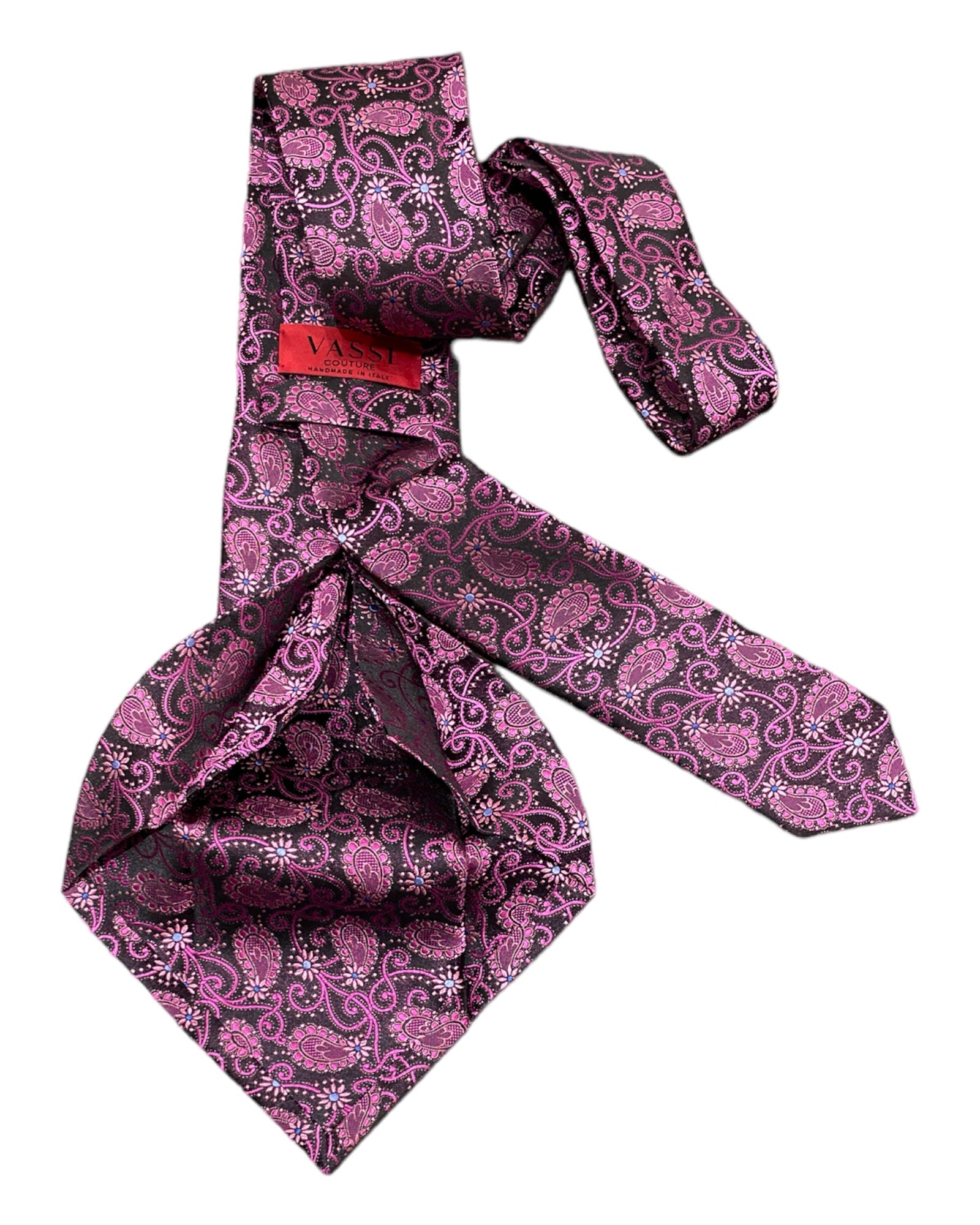 Paisley Seven-Fold woven Silk Ties 3 TIESDark Pink