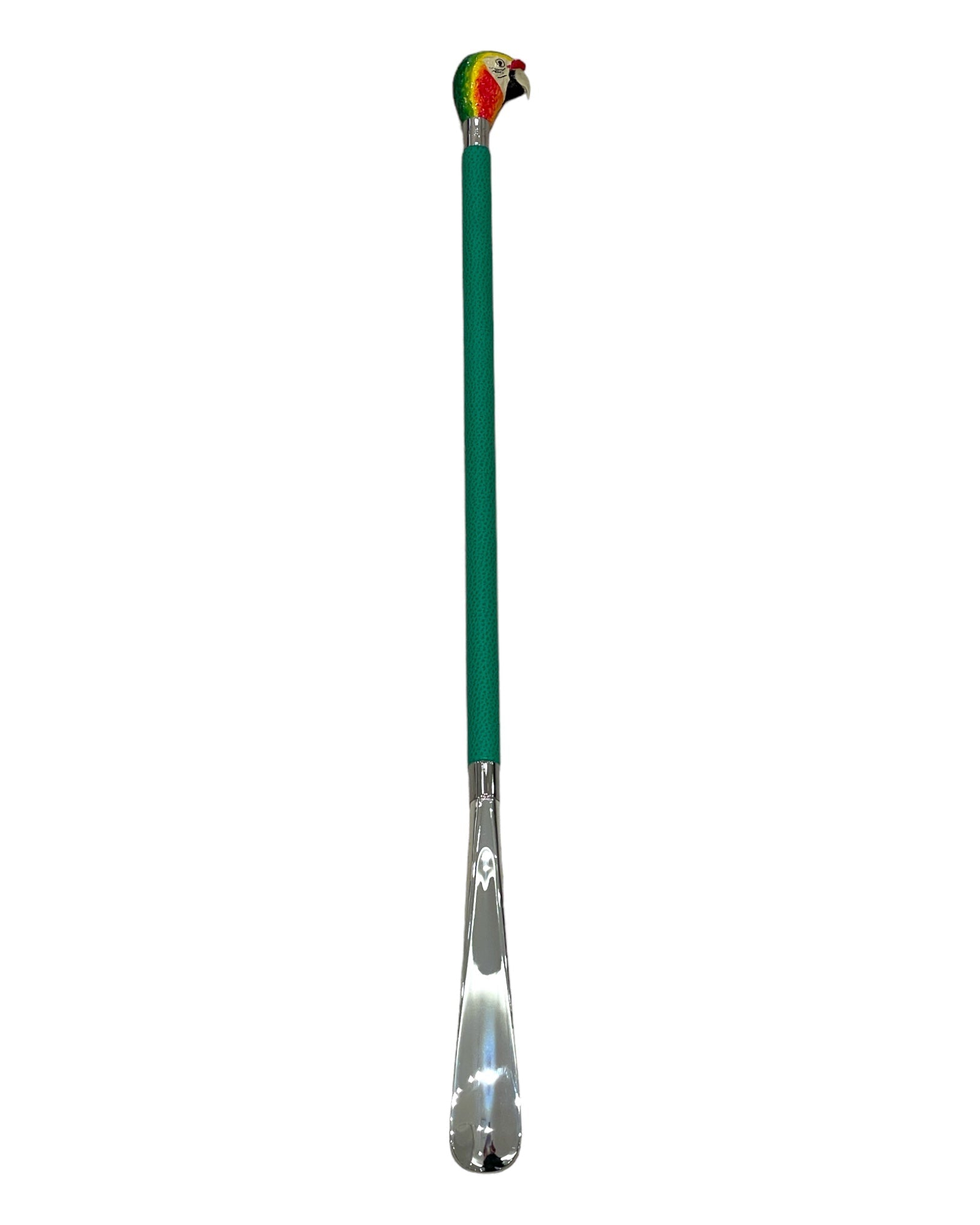 Parrot Long Shoehorn - Green Leather Shaft/Yellow Stitches - VASSI