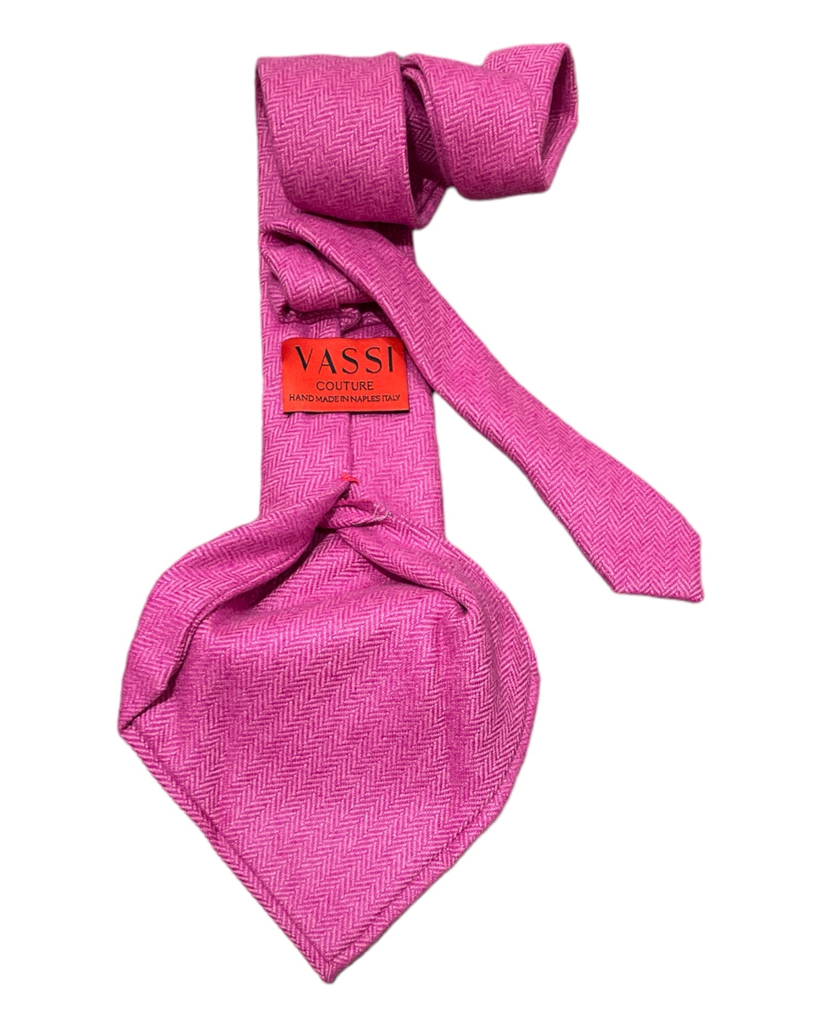 Pure Cashmere, Herringbone, Seven-Fold Tie TIESFuchsia