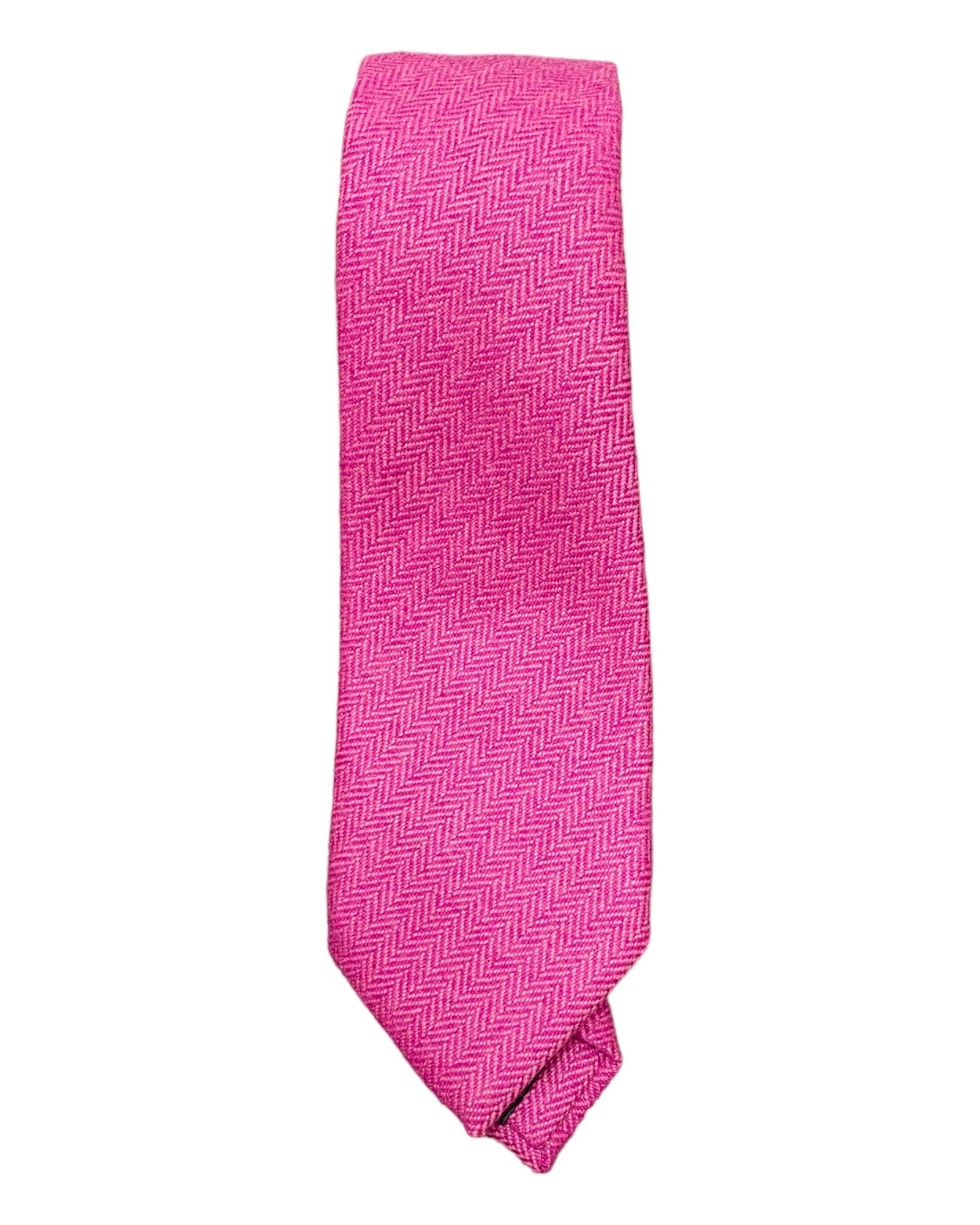 Pure Cashmere, Herringbone, Seven-Fold Tie TIESFuchsia