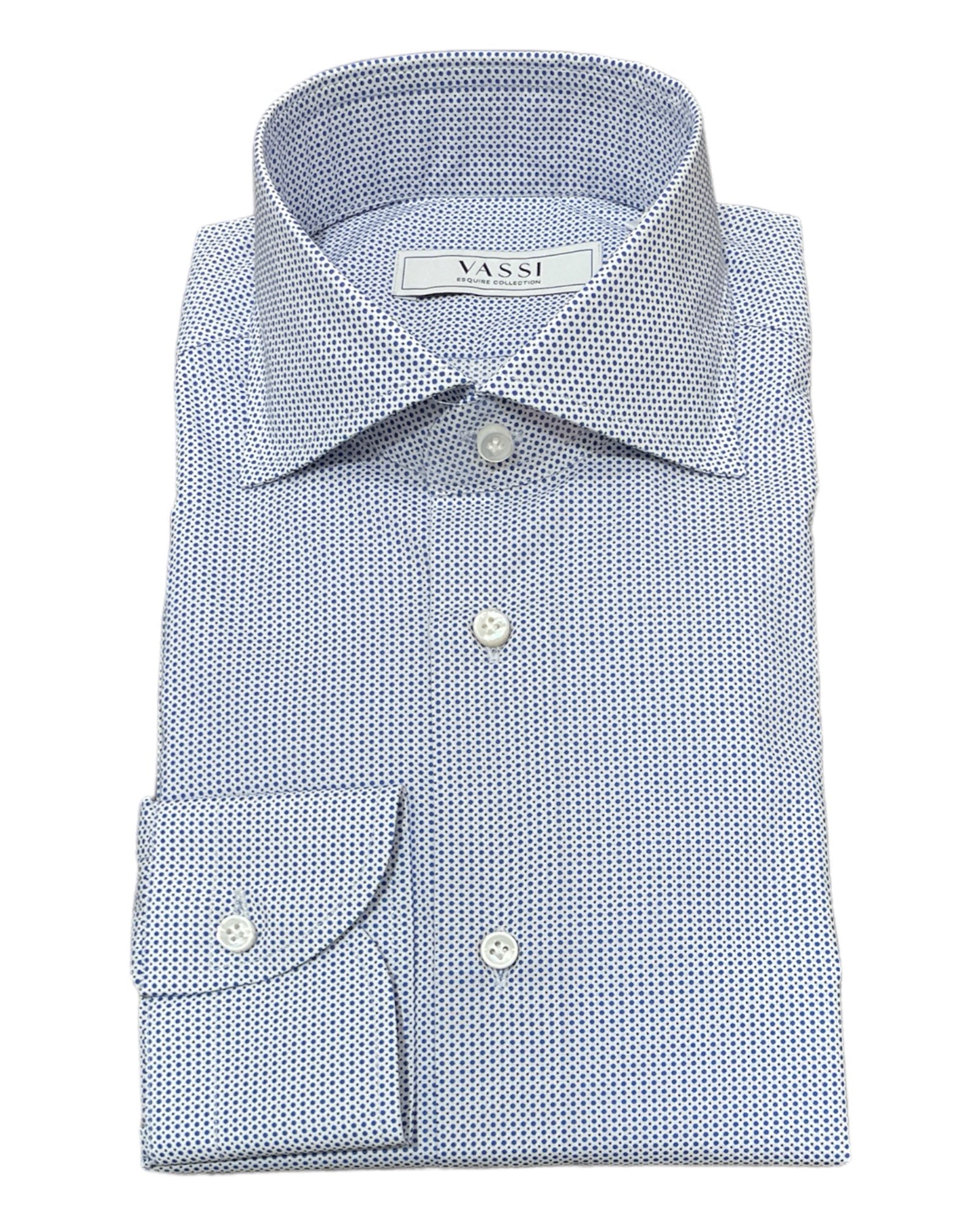 Pure Cotton Blue Sport Shirt with Micro Dots SPORT SHIRTSS