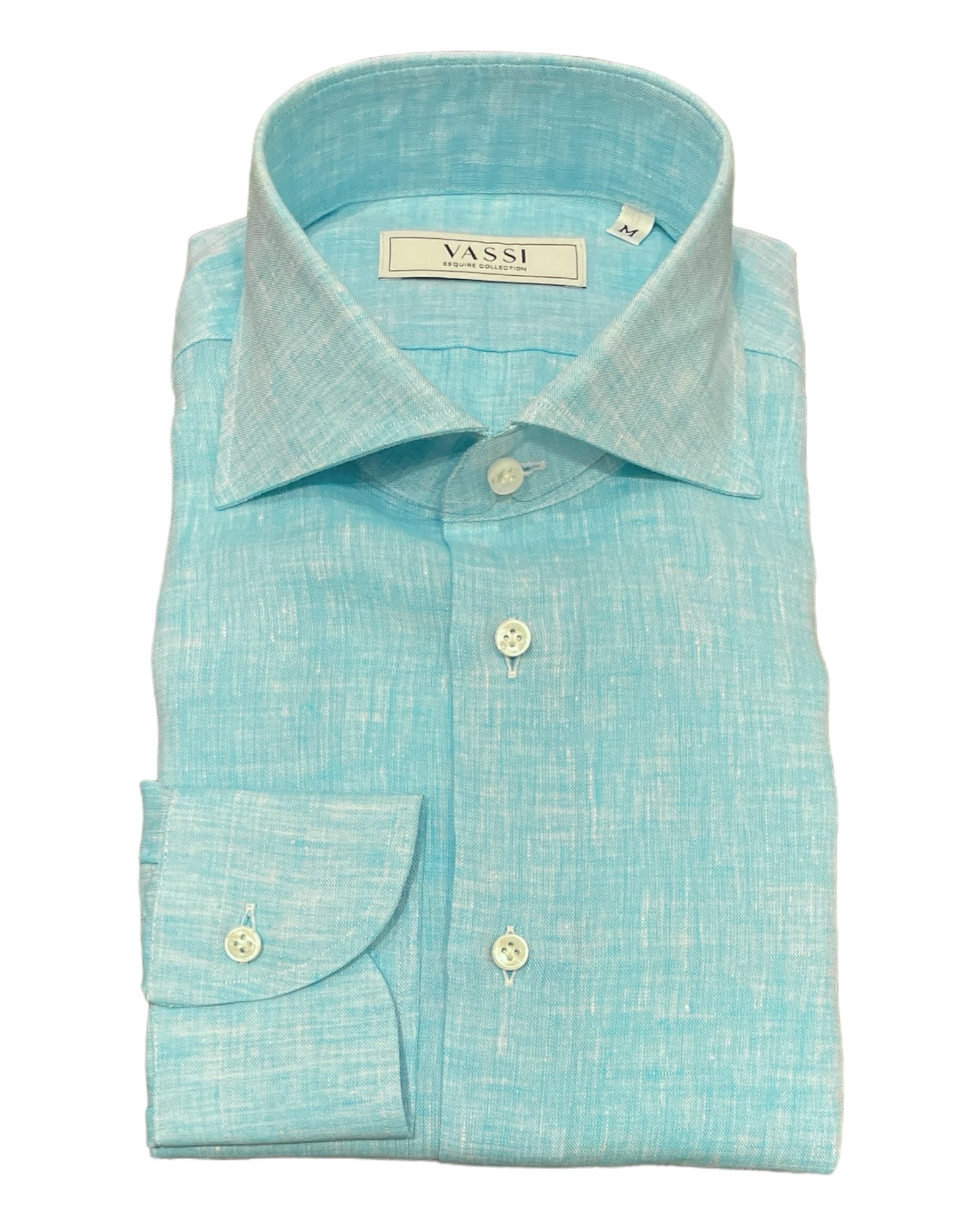 Pure Linen Sport Shirt - Turquoise SPORT SHIRTSM