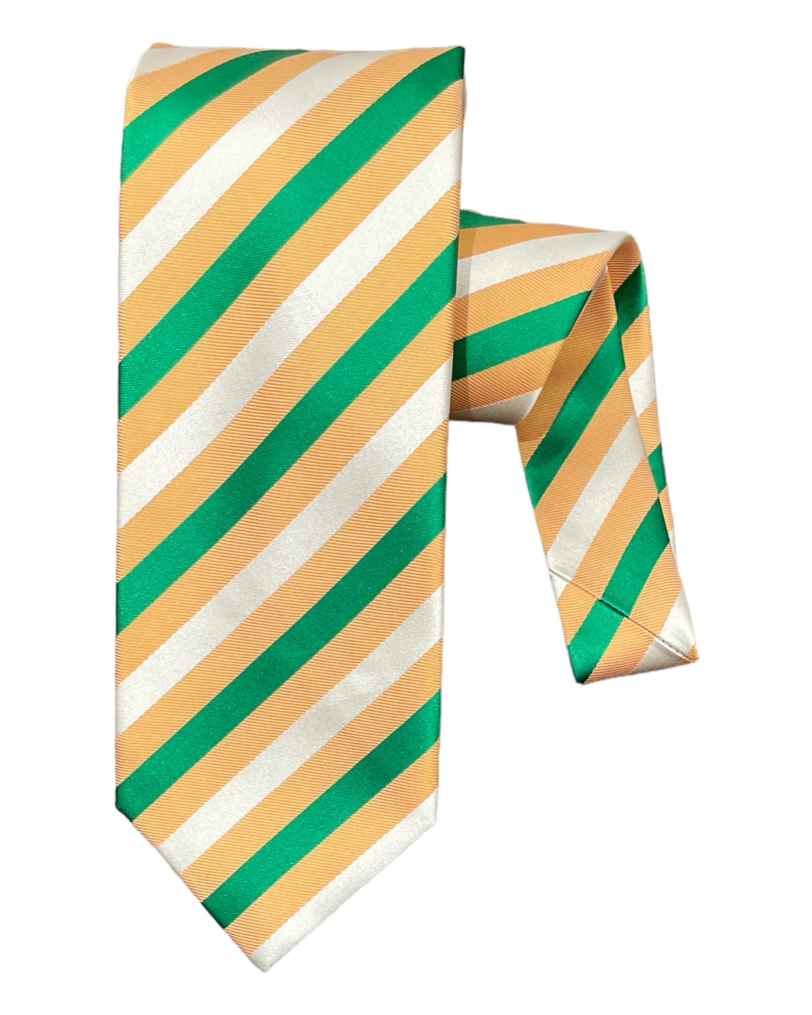 Regimental Seven-Fold Ties in Jacquard Silk TIESYellow/Green