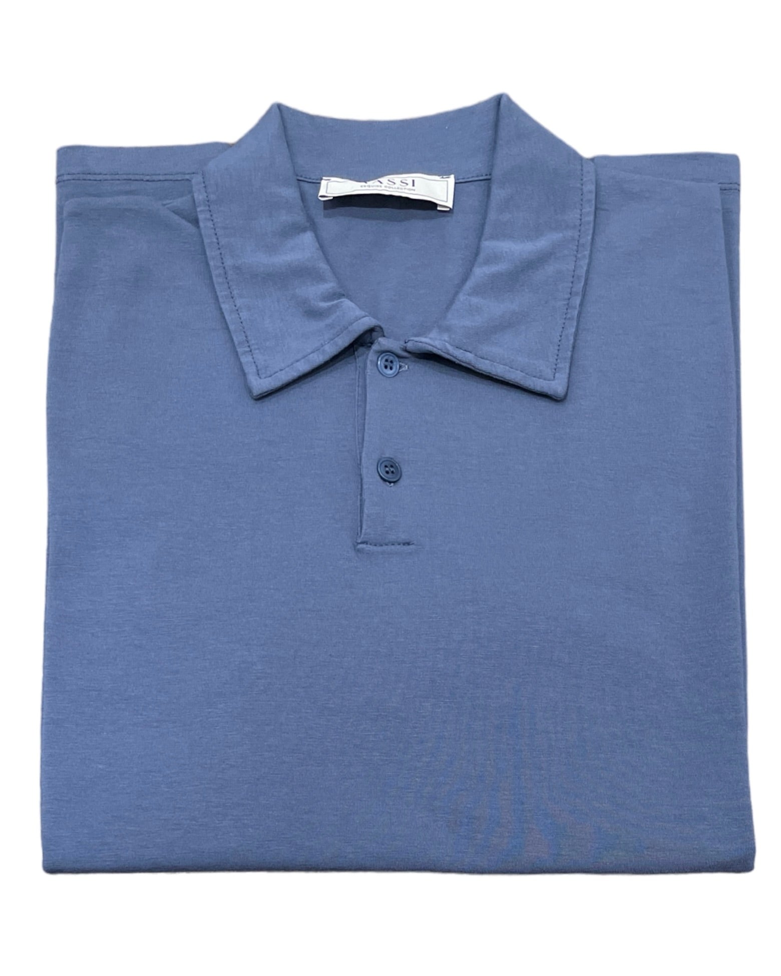 Stretch Cotton Polo T-Shirt - Blue Steel SWEATERSM