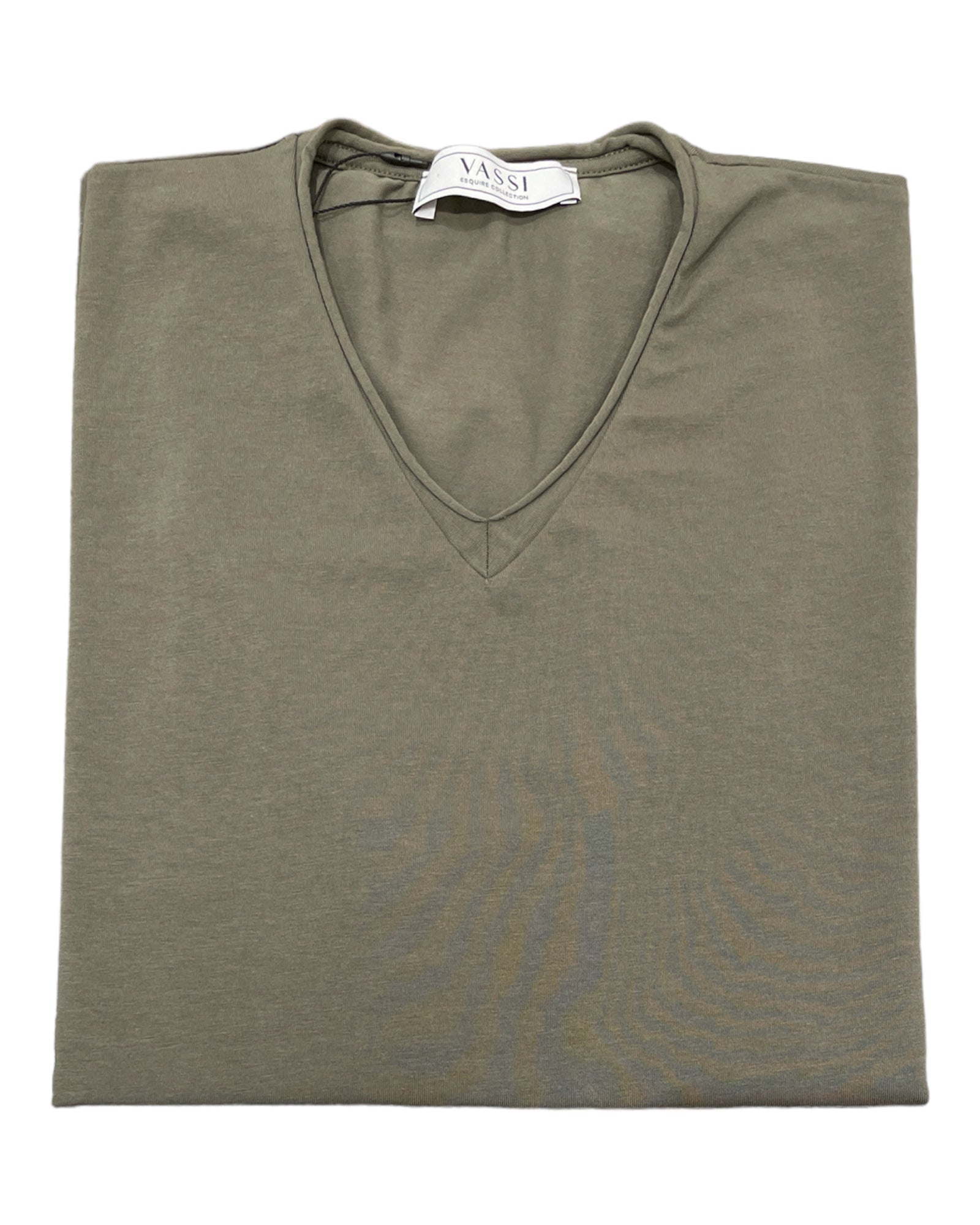 Stretch-Cotton Rolled V-Neck T-Shirt - Military Green SWEATERSM