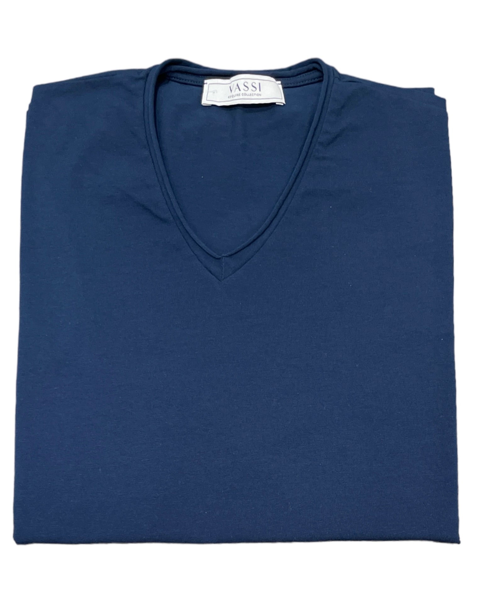 Stretch-Cotton Rolled V-Neck T-Shirt - Navy SWEATERSM