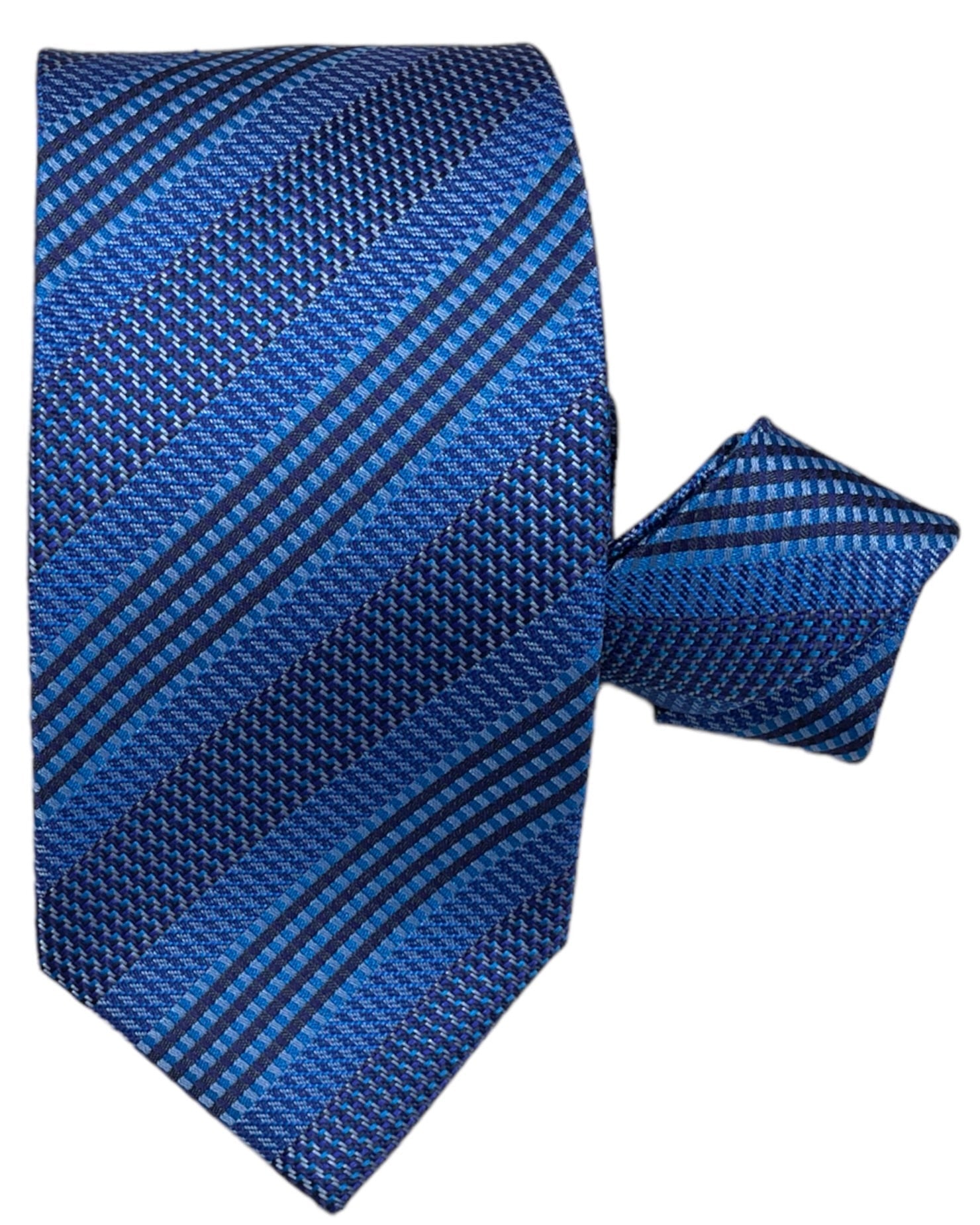 Stripe Pattern - Seven-Fold Silk Ties 1 TIESBlue