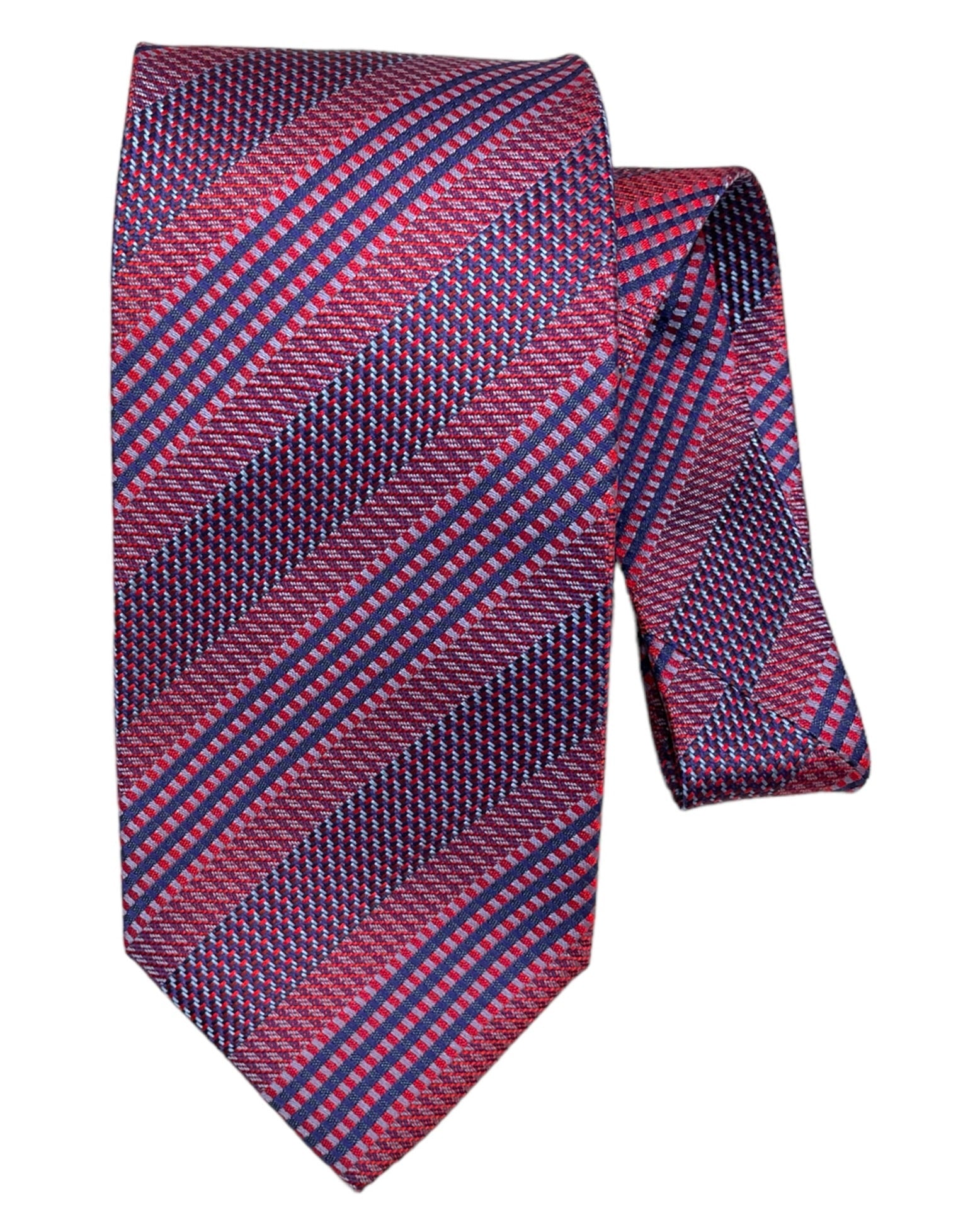 Stripe Pattern - Seven-Fold Silk Ties 1 TIESBurgundy
