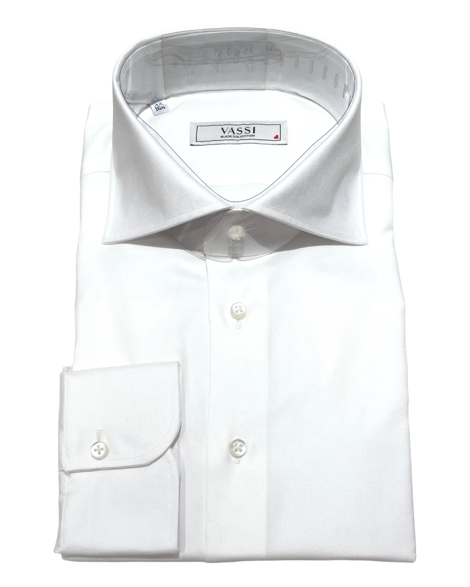 Turin Semi-Spread Collar Dress Shirt- White with Super Fine Texture DRESS SHIRTS15.5