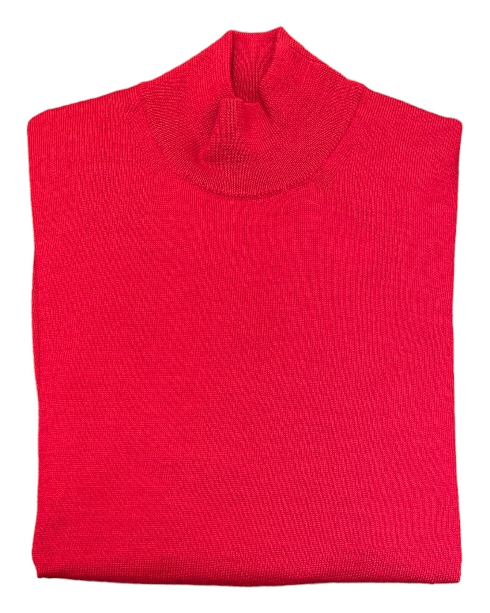 Extra Fine Merino Wool Mock Neck - Red