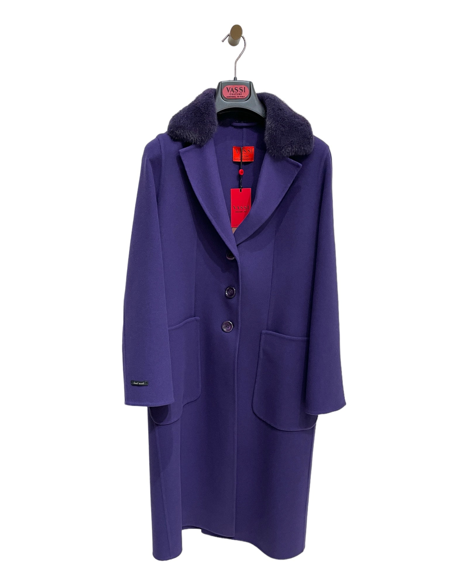Velour Cashmere Ladies Coat with Mink Collar - Violet WOMEN COATS38