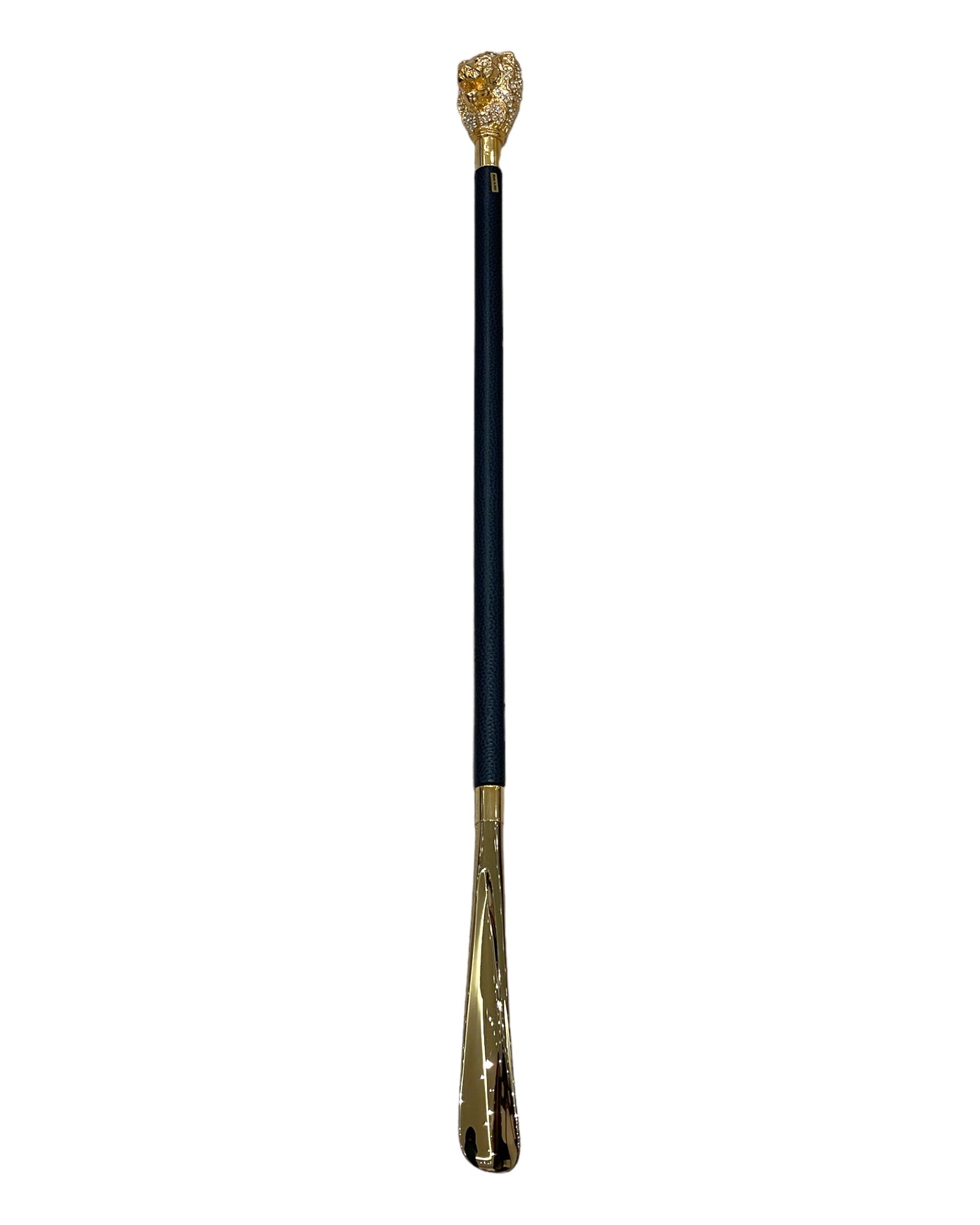 White Swarovski/Golden Lion Long Shoehorn - Blue Leather Shaft,Gold Stitches SHOEHORN