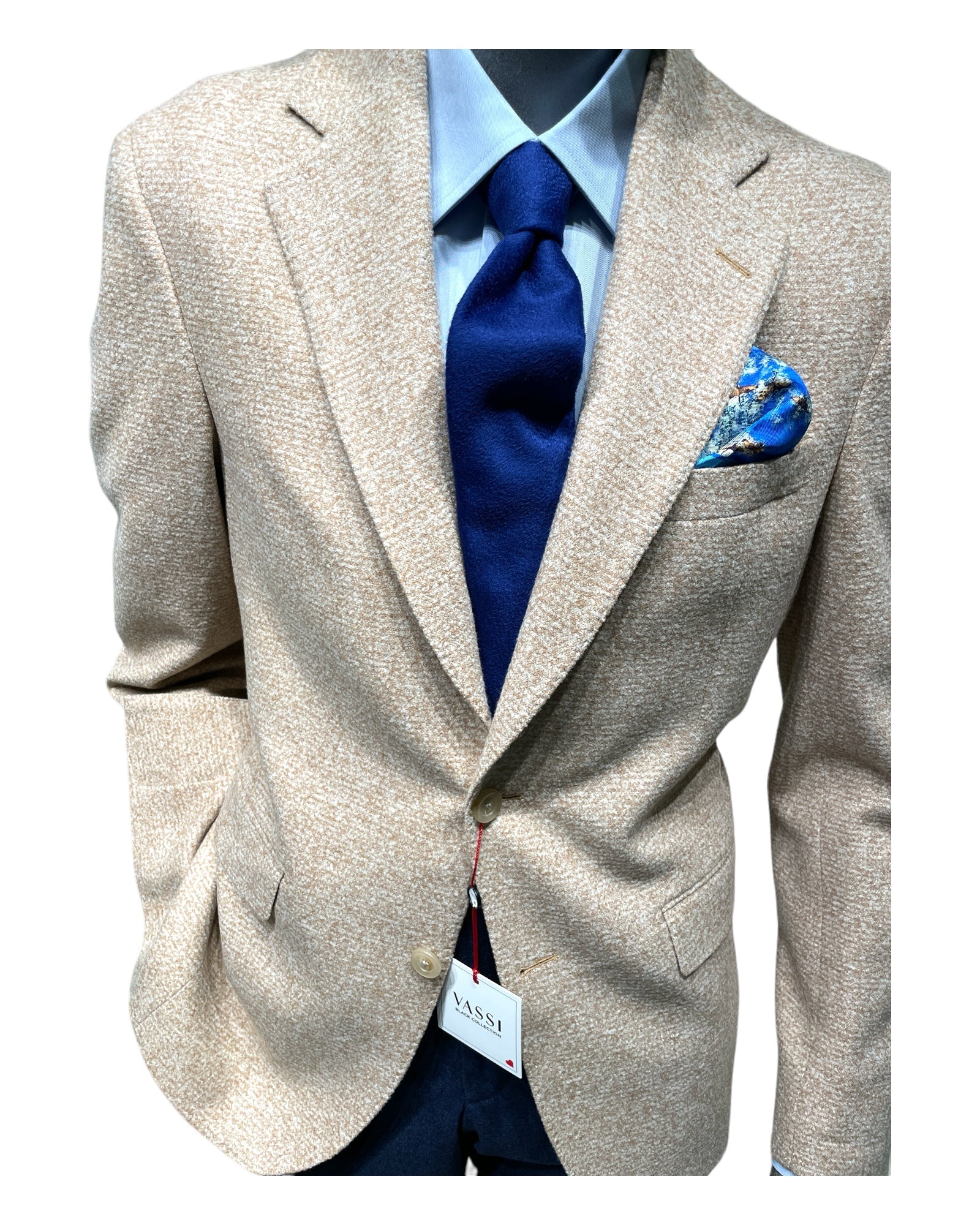 Wool &amp; Silk Sport Jacket - Sand - VASSI
