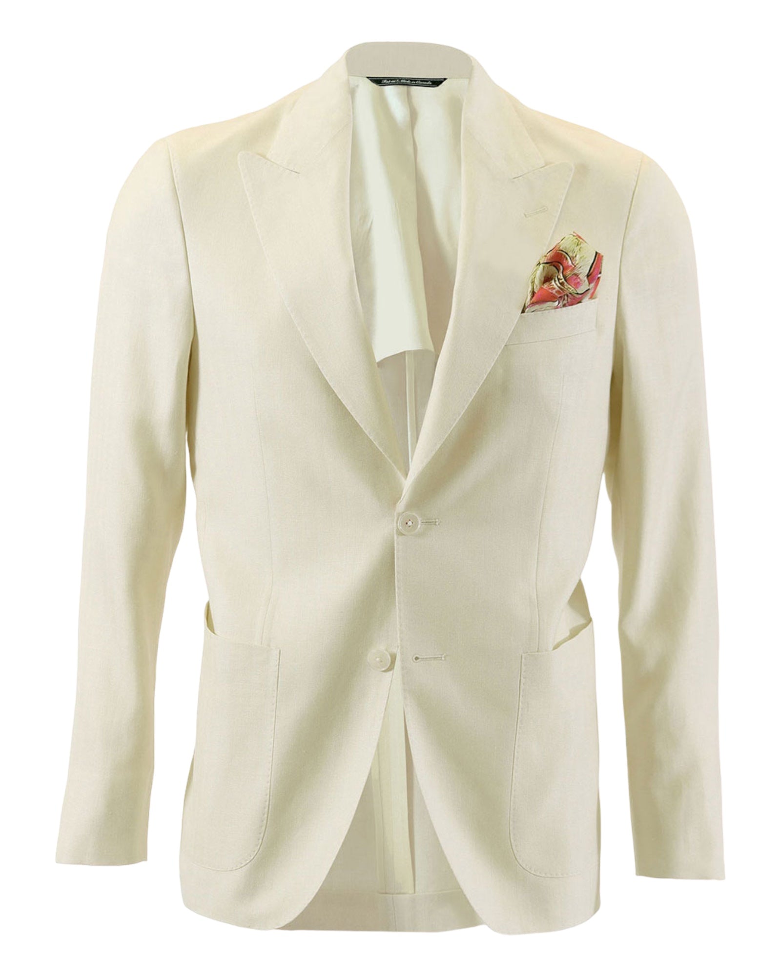 Wool,Silk & Linen Herringbone Blazer - Eggshell JACKETS38R